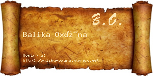 Balika Oxána névjegykártya